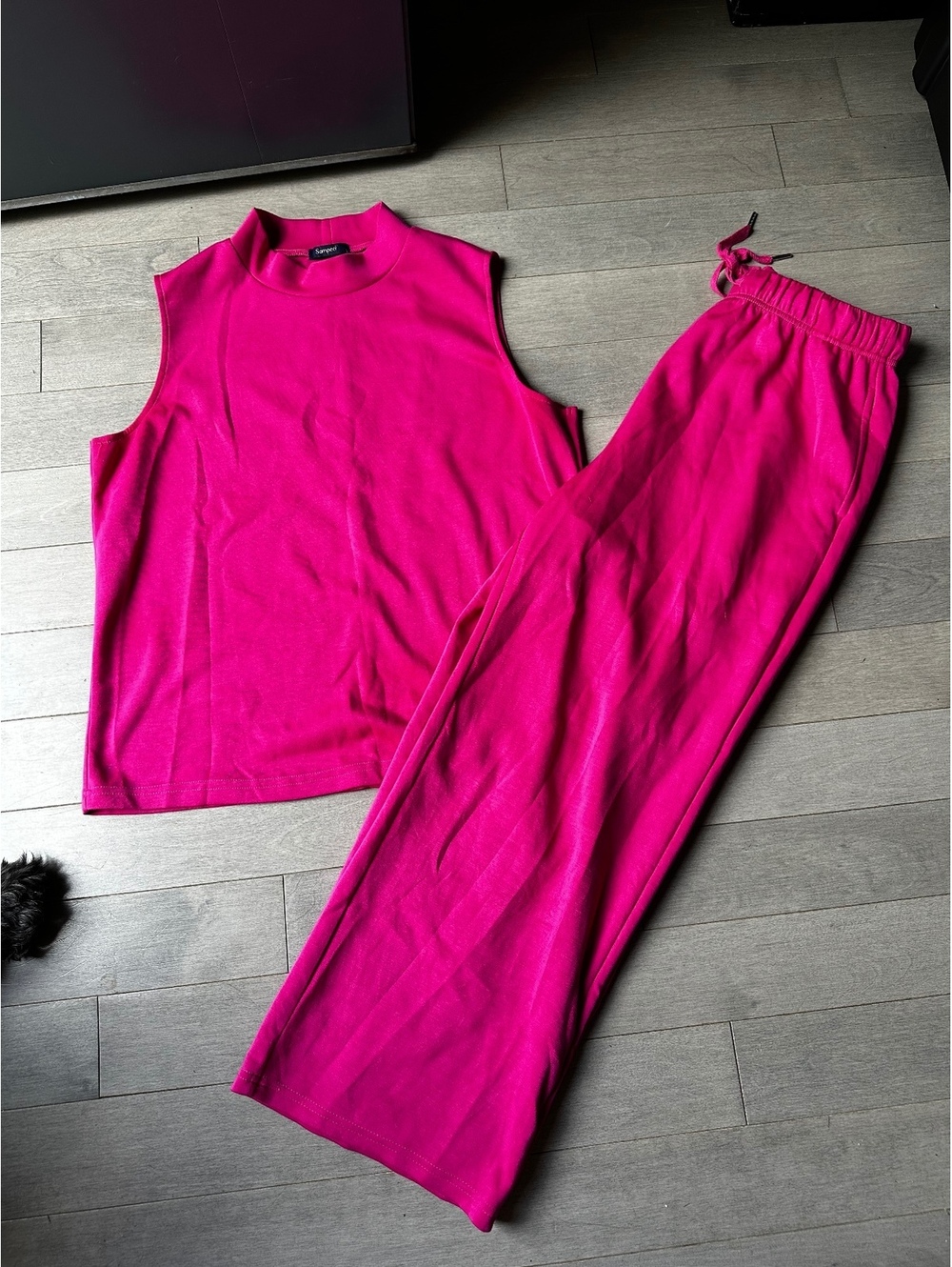 Women's Sampeel Matching Pink Sleeveless Top and Wide Leg Pants Set Lightweight